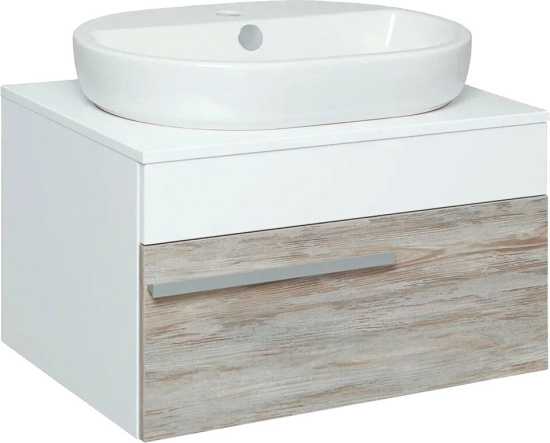 Тумба с раковиной Runo Вудлайн 65, скандинавский дуб, раковина Caspia 60 Oval