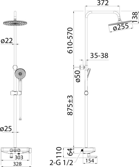 Душевая стойка Iddis Shelfy SHESBBTi06