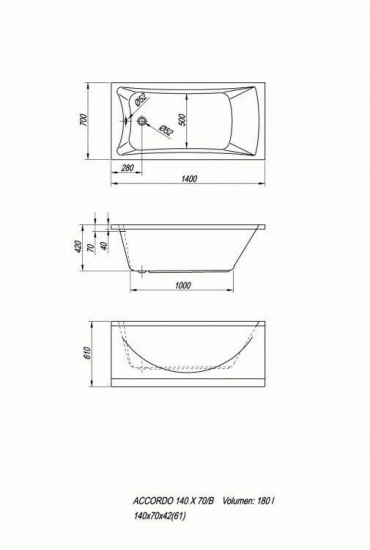 Акриловая ванна Kolpa San Accordo 140х70 B