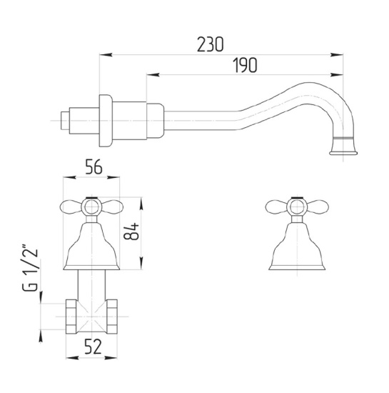 Смеситель для раковины Migliore Princeton Plus ML.PRP-8069 Do настенный