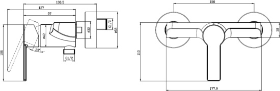 Смеситель для душа Villeroy & Boch Architectura TVS10300100061