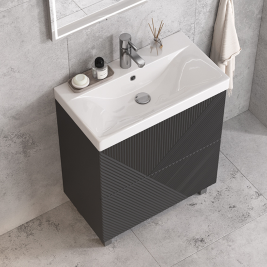 Тумба с раковиной Velvex Edge 80.2Y напольная, графит