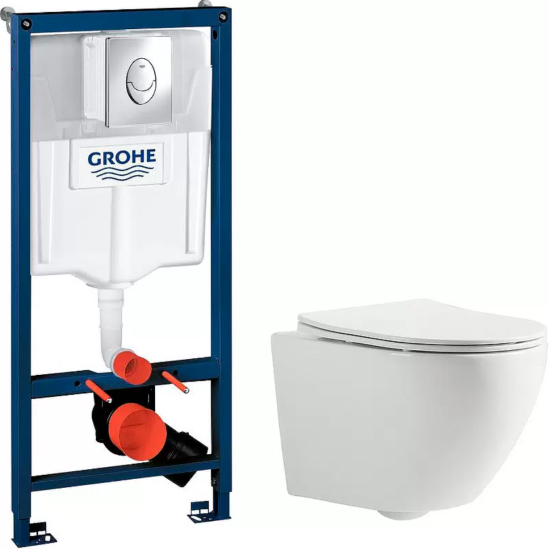 Инсталляция Grohe Rapid SL 38721001 с кнопкой + унитаз подвесной Ceramicanova Forma CN3009