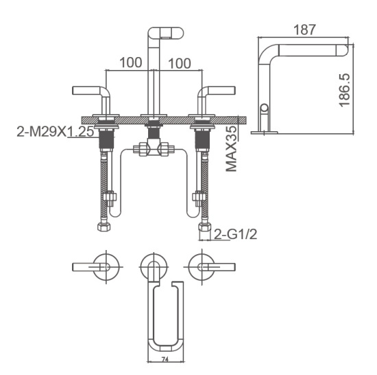 Смеситель для раковины Wonzon & Woghand Loop WW-131-00-508 высокий