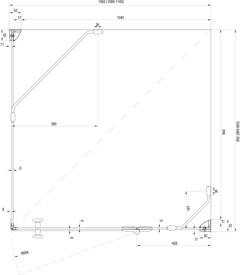 Душевой уголок Ravak SMSD2 110х90 B R Transparent, профиль хром