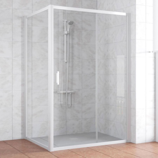 Душевой уголок Vegas Glass ZP+ZPV 140*100 01 01 профиль белый, стекло прозрачное