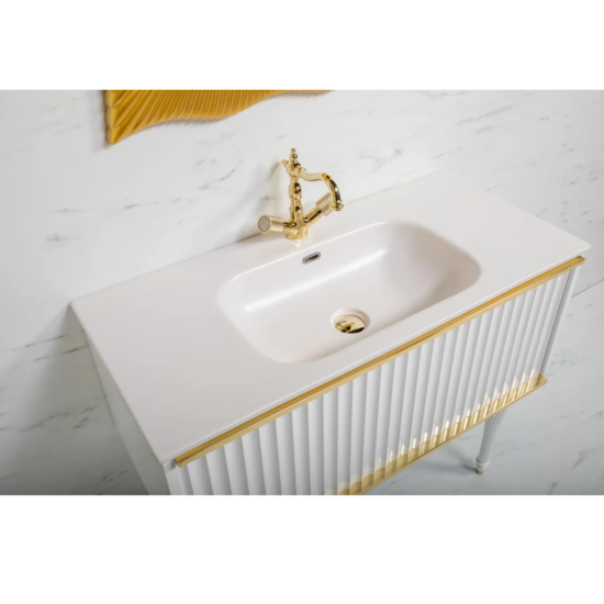 Тумба с раковиной Armadi Art Vallessi Avantgarde Canale 100 белая, с раковиной-столешницей