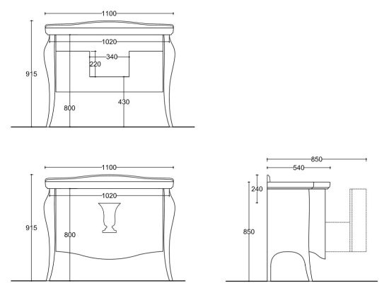 Тумба с раковиной Galassia Ethos 8477NE 110 см черная