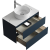 Тумба с раковиной Aqwella 5 stars Geometria 80 подвесная 2 ящика, серая, столешница белый мрамор