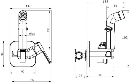 Гигиенический душ Rush Capri CA1435-99Black со смесителем, с внутренней частью