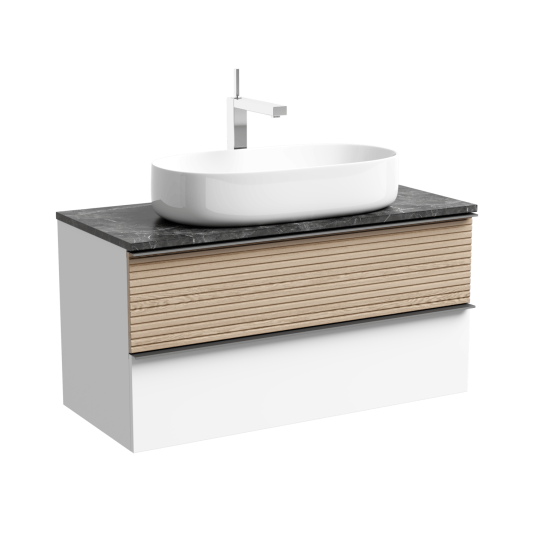 Тумба с раковиной Sancos Delta 100 дуб светлый/белый, DL100W