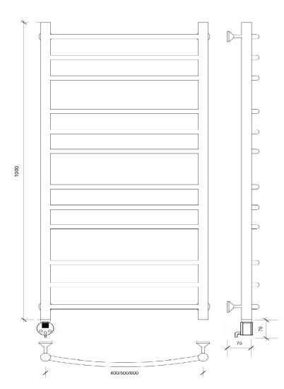 Полотенцесушитель электрический Secado Милан 3 100/40 L, хром