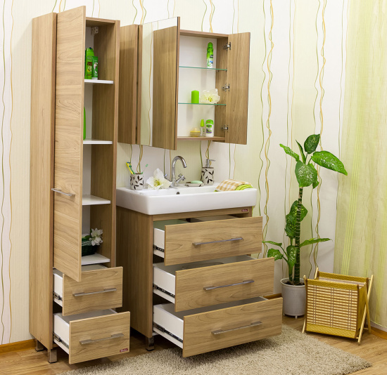 Тумба с раковиной Sanflor Ларго 80, швейцарский вяз