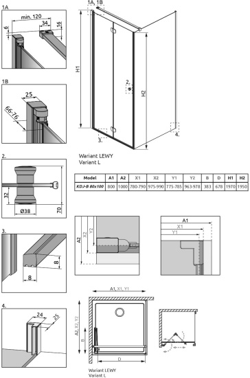 Душевой уголок Radaway EOS KDJ B 80x100 L