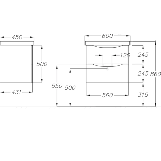 Тумба с раковиной Opadiris Элеганс 60