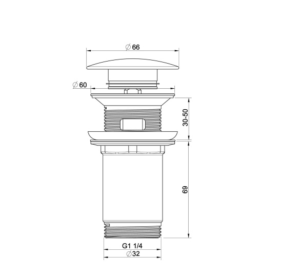Донный клапан для раковины Wonzon & Woghand WW-88SS09-BG с переливом