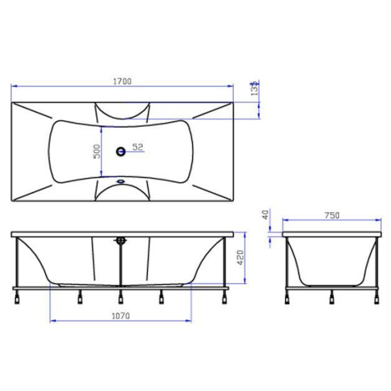 Акриловая ванна Akrilan Rio la Venta 170