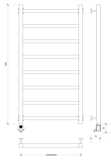 Полотенцесушитель электрический Secado Корсико 1 100/50 L, хром