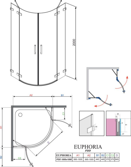 Душевой уголок Radaway Euphoria PDD 100