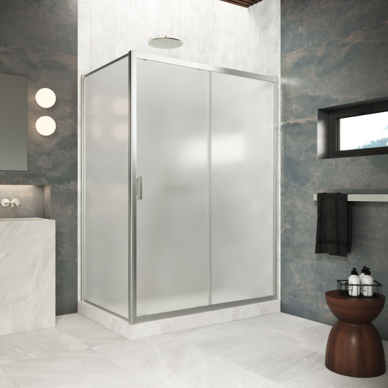 Душевой уголок Vegas Glass ZP+ZPV Protec 125*85 04 10, профиль никель, стекло сатин