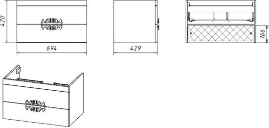 Мебель для ванной Misty Дели 70 белая, патина серебро