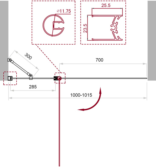 Шторка на ванну BelBagno Uno V-11-100/150-P-Cr стекло punto