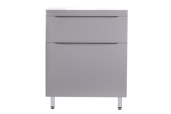 Тумба с раковиной Style Line Бергамо мини 70 2 ящика Люкс антискрейтч серая, Plus напольная