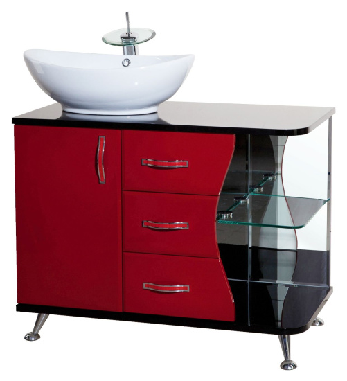 Мебель для ванной Bellezza Рио 90 L красная с черным
