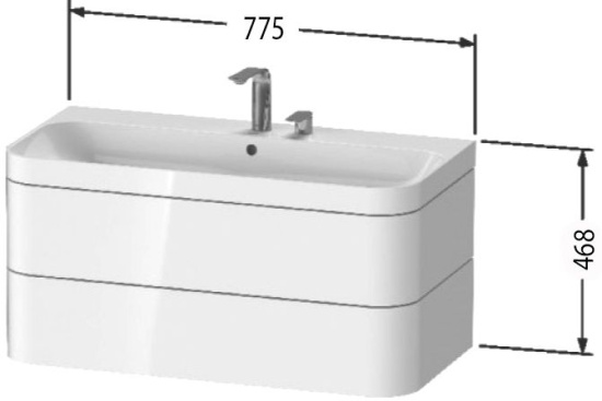 Тумба с раковиной Duravit Happy D.2 Plus 80 белая