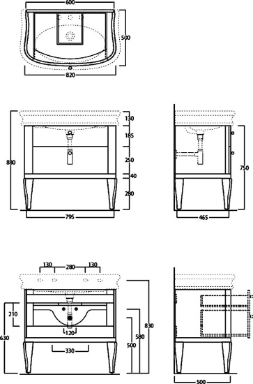 Тумба с раковиной Simas Lante LAM90 черный глянцевый