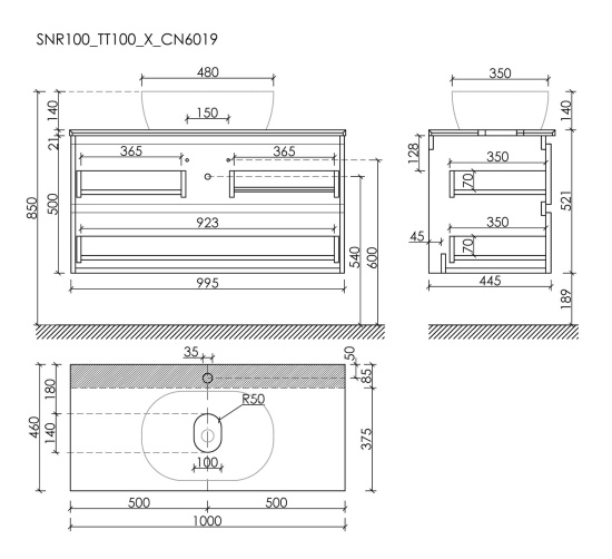 Тумба с раковиной Sancos Snob R 100 Doha Soft SNR100SM, подвесная