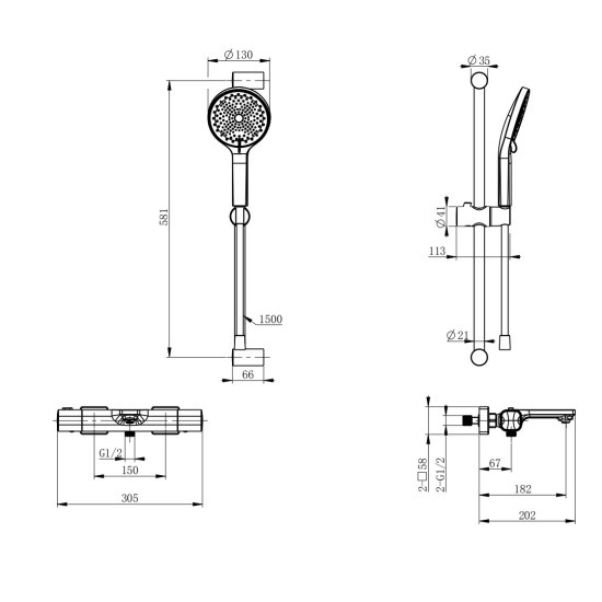 Смеситель для ванны Wonzon & Woghand Solid WW-C2011-A-MB с термостатом