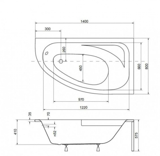 Акриловая ванна Besco Cornea 140 P