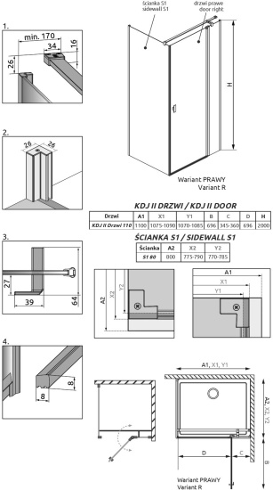 Душевой уголок Radaway Nes Black KDJ II 110x80 R