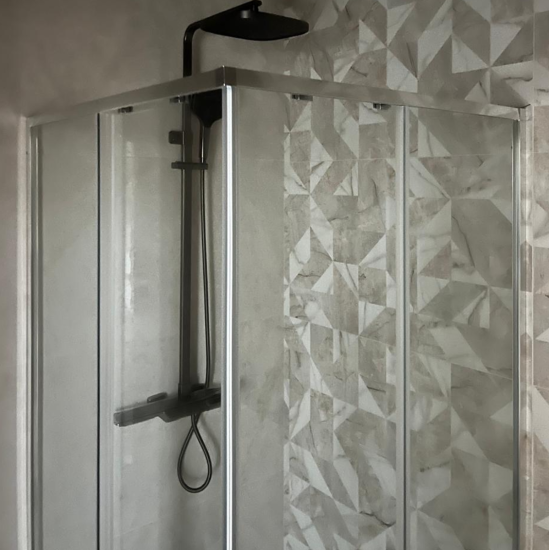 Душевой уголок CeramaLux CL901-90 Grey 90x90, профиль оружейная сталь, стекло прозрачное