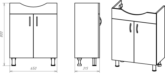 Тумба с раковиной Misty Балтика 65 прямая