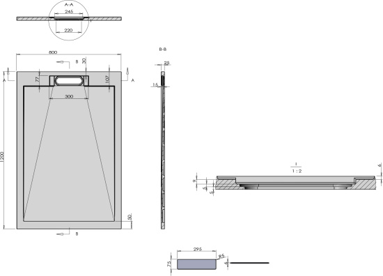 Поддон для душа Vincea VST-4SRL8012A 120x80 антрацит, с сифоном