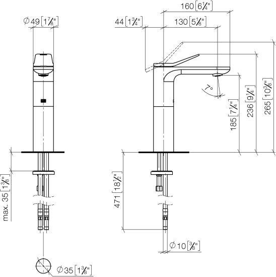 Смеситель для раковины Dorn Bracht Lisse 33526845-06 платина матовая