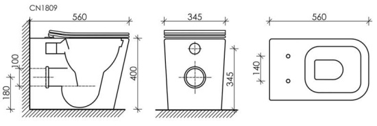 Приставной унитаз Ceramicanova Cubic Rimless CN1809