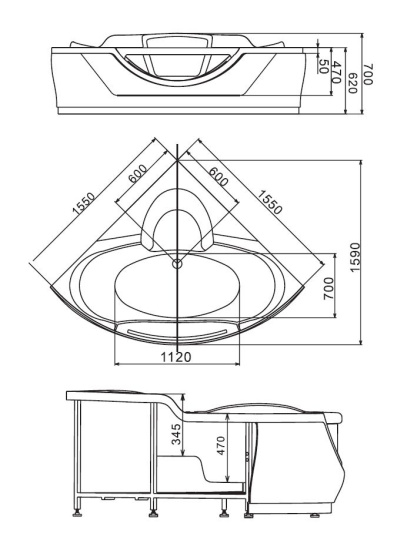 Акриловая ванна Gemy G9025 II K