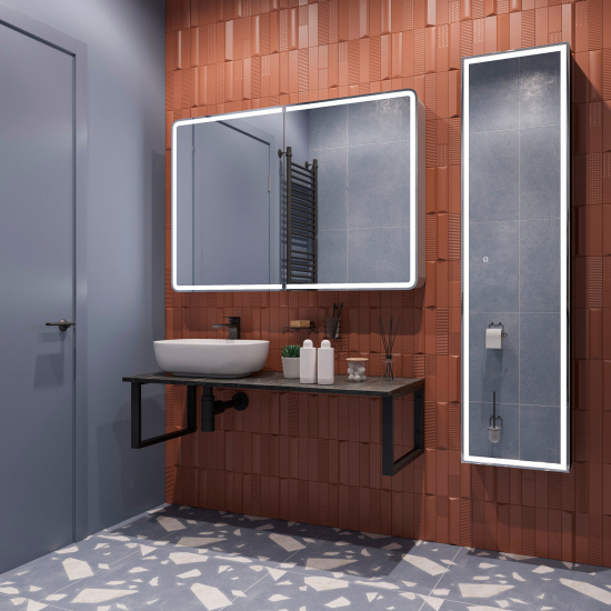 Столешница с раковиной Diwo Элиста 120 чёрный мрамор, с раковиной Moduo 50 Square
