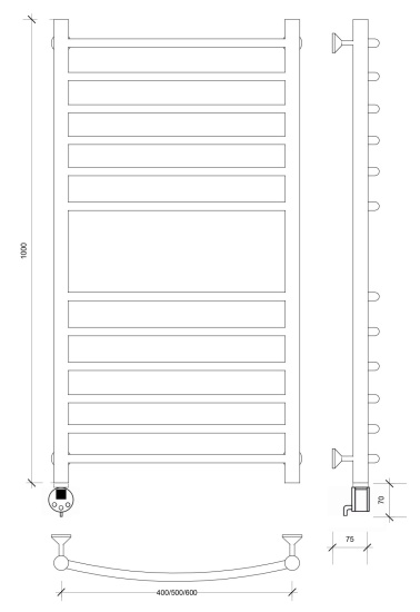Полотенцесушитель электрический Secado Милан 4 100/50 L, хром
