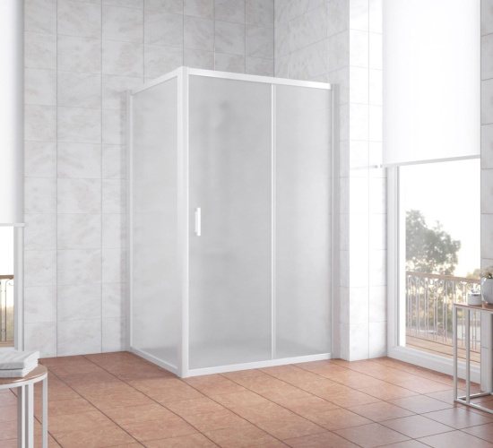 Душевой уголок Vegas Glass ZP+ZPV 120*100 01 10 профиль белый, стекло сатин