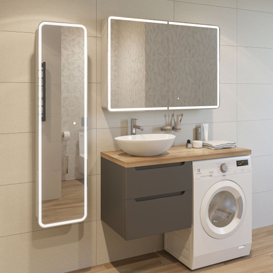 Тумба с раковиной Stworki Берген 60 серая со светлой столешницей 122, Moduo 55 Leaf, R