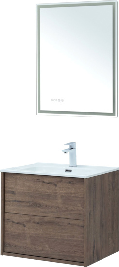 Мебель для ванной Aquanet Lino 60 дуб веллингтон, с раковиной Flat 60