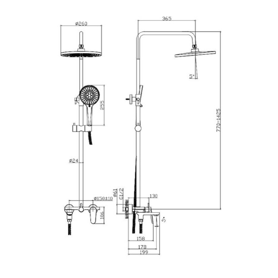 Душевая стойка Raglo R31.24 15 хром