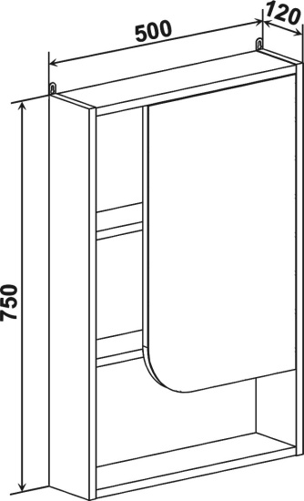 Зеркало-шкаф Runo Сити 50 R, дуб скандинавский