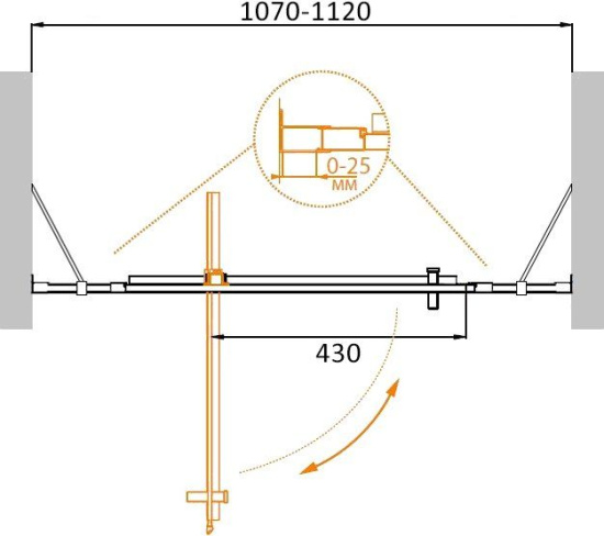 Душевая дверь в нишу Cezares Molveno-BA-12-100+50-P-Cr