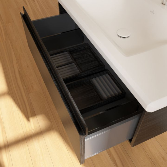 Тумба с раковиной Villeroy & Boch Antheus 100 black ash, подвесная