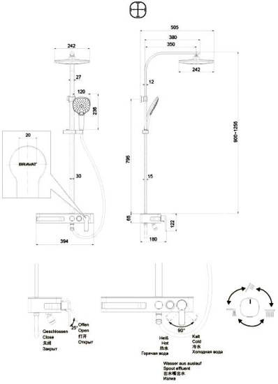 Душевая стойка Bravat Meissen F6277312CP-A-ENG хром